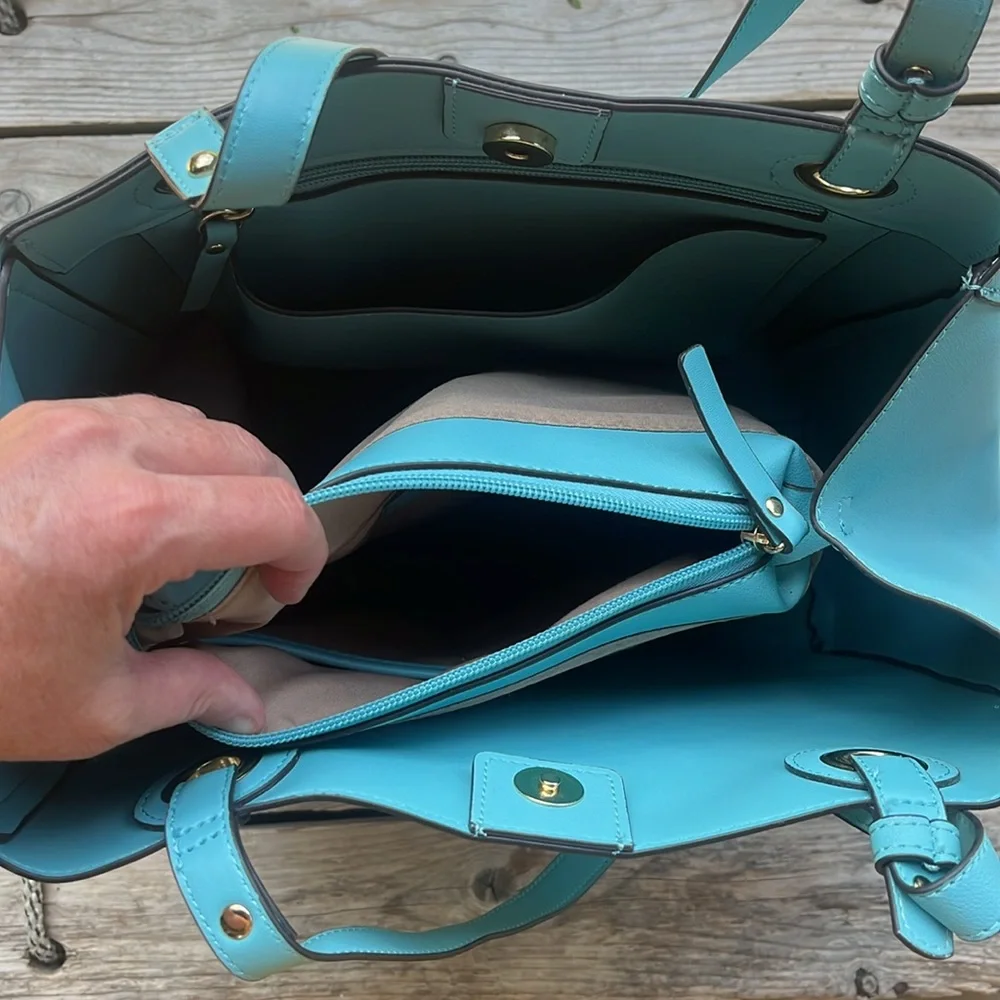 Nanette Lepore Vegan Leather Kassandra Shoulder Bag in “Tiffany Blue” - Picture 6 of 10
